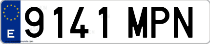 Ejemplo de matrícula de coche ordinaria 9141 MPN