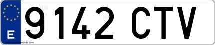 Ejemplo de matrícula española 9142 CTV