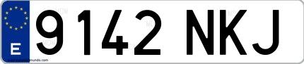 Ejemplo de matrícula española 9142 NKJ