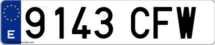 Ejemplo de matrícula española 9143 CFW