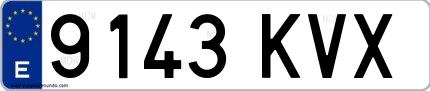 Ejemplo de matrícula española 9143 KVX