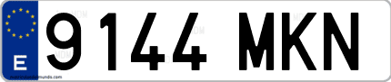 Ejemplo de matrícula de coche ordinaria 9144 MKN