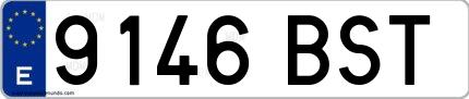 Ejemplo de matrícula española 9146 BST