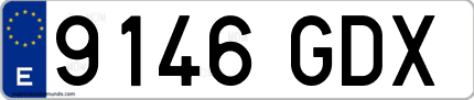 Ejemplo de matrícula de coche ordinaria 9146 GDX