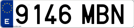 Ejemplo de matrícula de coche ordinaria 9146 MBN