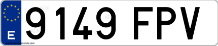 Ejemplo de matrícula de coche ordinaria 9149 FPV