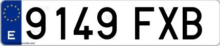 Ejemplo de matrícula española 9149 FXB