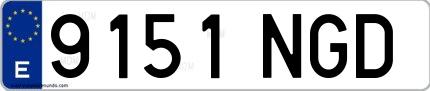 Ejemplo de matrícula española 9151 NGD