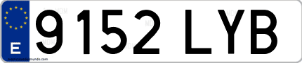 Ejemplo de matrícula de coche ordinaria 9152 LYB
