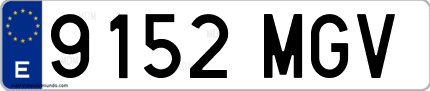 Ejemplo de matrícula de coche ordinaria 9152 MGV