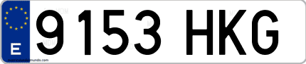Ejemplo de matrícula de coche ordinaria 9153 HKG