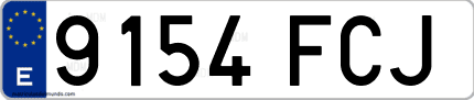 Ejemplo de matrícula de coche ordinaria 9154 FCJ