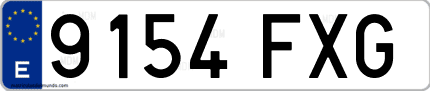 Ejemplo de matrícula de coche ordinaria 9154 FXG