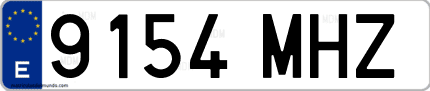 Ejemplo de matrícula de coche ordinaria 9154 MHZ