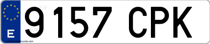 Ejemplo de matrícula de coche ordinaria 9157 CPK