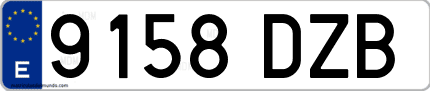 Ejemplo de matrícula de coche ordinaria 9158 DZB