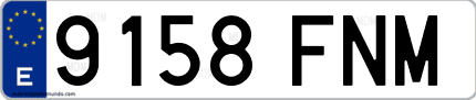 Ejemplo de matrícula de coche ordinaria 9158 FNM