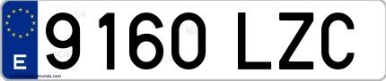 Ejemplo de matrícula española 9160 LZC