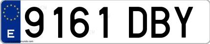 Ejemplo de matrícula española 9161 DBY