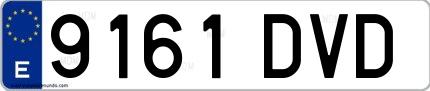 Ejemplo de matrícula española 9161 DVD