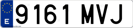 Ejemplo de matrícula de coche ordinaria 9161 MVJ