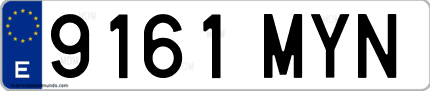 Ejemplo de matrícula de coche ordinaria 9161 MYN