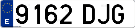 Ejemplo de matrícula de coche ordinaria 9162 DJG