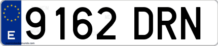 Ejemplo de matrícula de coche ordinaria 9162 DRN