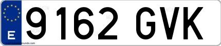 Ejemplo de matrícula española 9162 GVK