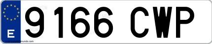 Ejemplo de matrícula española 9166 CWP
