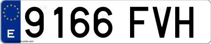 Ejemplo de matrícula española 9166 FVH