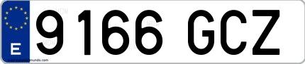 Ejemplo de matrícula española 9166 GCZ