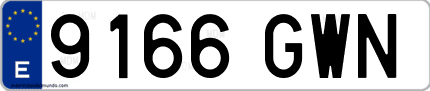 Ejemplo de matrícula de coche ordinaria 9166 GWN