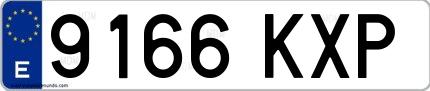Ejemplo de matrícula española 9166 KXP
