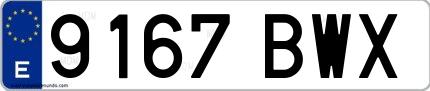 Ejemplo de matrícula española 9167 BWX