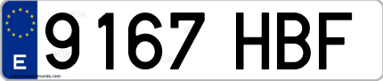 Ejemplo de matrícula de coche ordinaria 9167 HBF