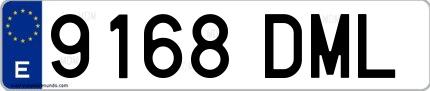 Ejemplo de matrícula española 9168 DML