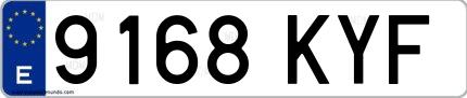 Ejemplo de matrícula española 9168 KYF