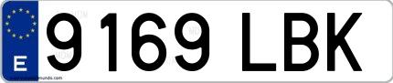 Ejemplo de matrícula española 9169 LBK