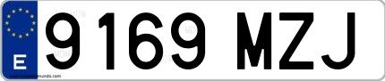 Ejemplo de matrícula española 9169 MZJ