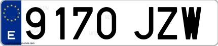 Ejemplo de matrícula española 9170 JZW