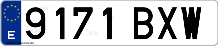 Ejemplo de matrícula de coche ordinaria 9171 BXW