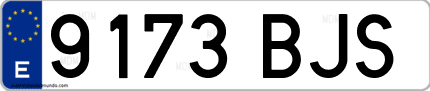 Ejemplo de matrícula de coche ordinaria 9173 BJS