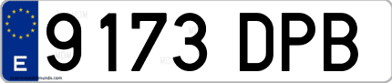 Ejemplo de matrícula de coche ordinaria 9173 DPB