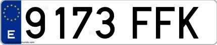 Ejemplo de matrícula española 9173 FFK