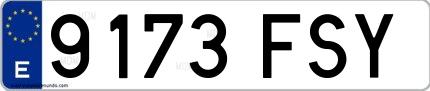 Ejemplo de matrícula española 9173 FSY