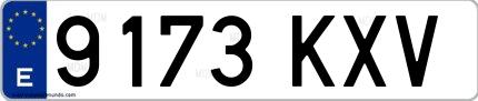 Ejemplo de matrícula española 9173 KXV