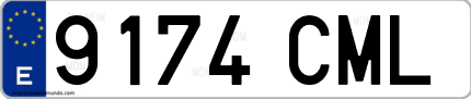Ejemplo de matrícula de coche ordinaria 9174 CML