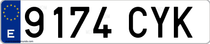 Ejemplo de matrícula de coche ordinaria 9174 CYK