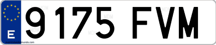 Ejemplo de matrícula de coche ordinaria 9175 FVM
